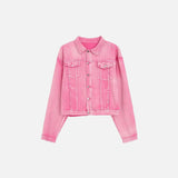 Pink Denim Jacket & Pants Two Piece Set