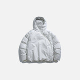 Cross-Zip Quilted Puffer Hooded Jacket
