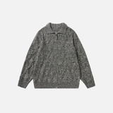 Luxuriöser Strickcardigan mit Diamant-Jacquard-Muster und Revers