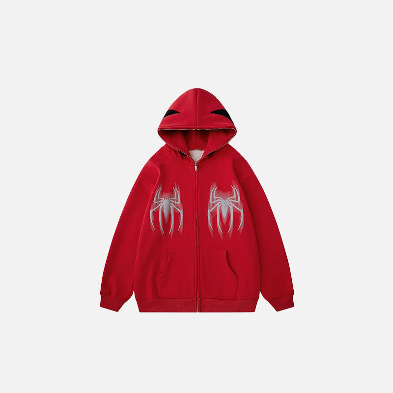 Y2k Gothic Web Zip-Up Hoodie