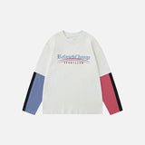 Oversized Patchwork Langarm-T-Shirt