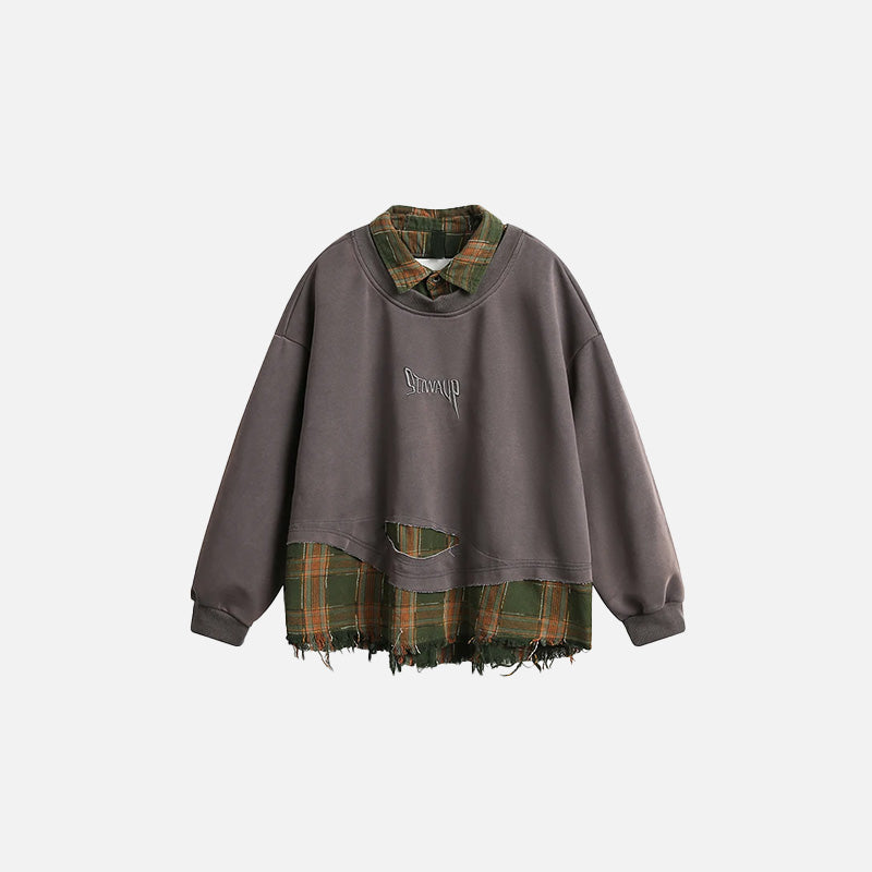 Chemise patchwork déchirée rétro