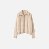 Plush Cashmere Zipper Knitwear Cardigan