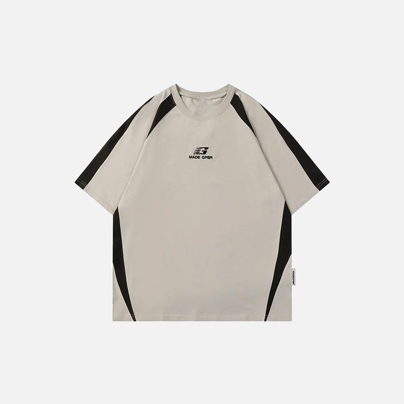 Y2K Embroidery Patchwork Sports T-shirt