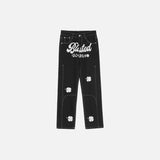 Pantalon rétro brodé de lettres « Ami »