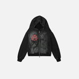 Double Zipper Cotton Hooded Masked Sweatshirt
