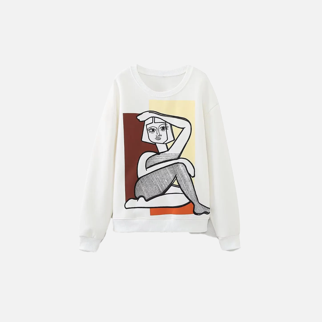 Winter Versatile Embroidered Round Neck Sweatshirt