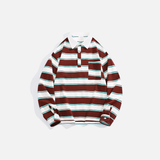 Polo-Langarmshirt mit kontrastierenden Patchwork-Streifen