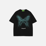 Cozy Butterfly Graphic Black Cotton T-Shirt