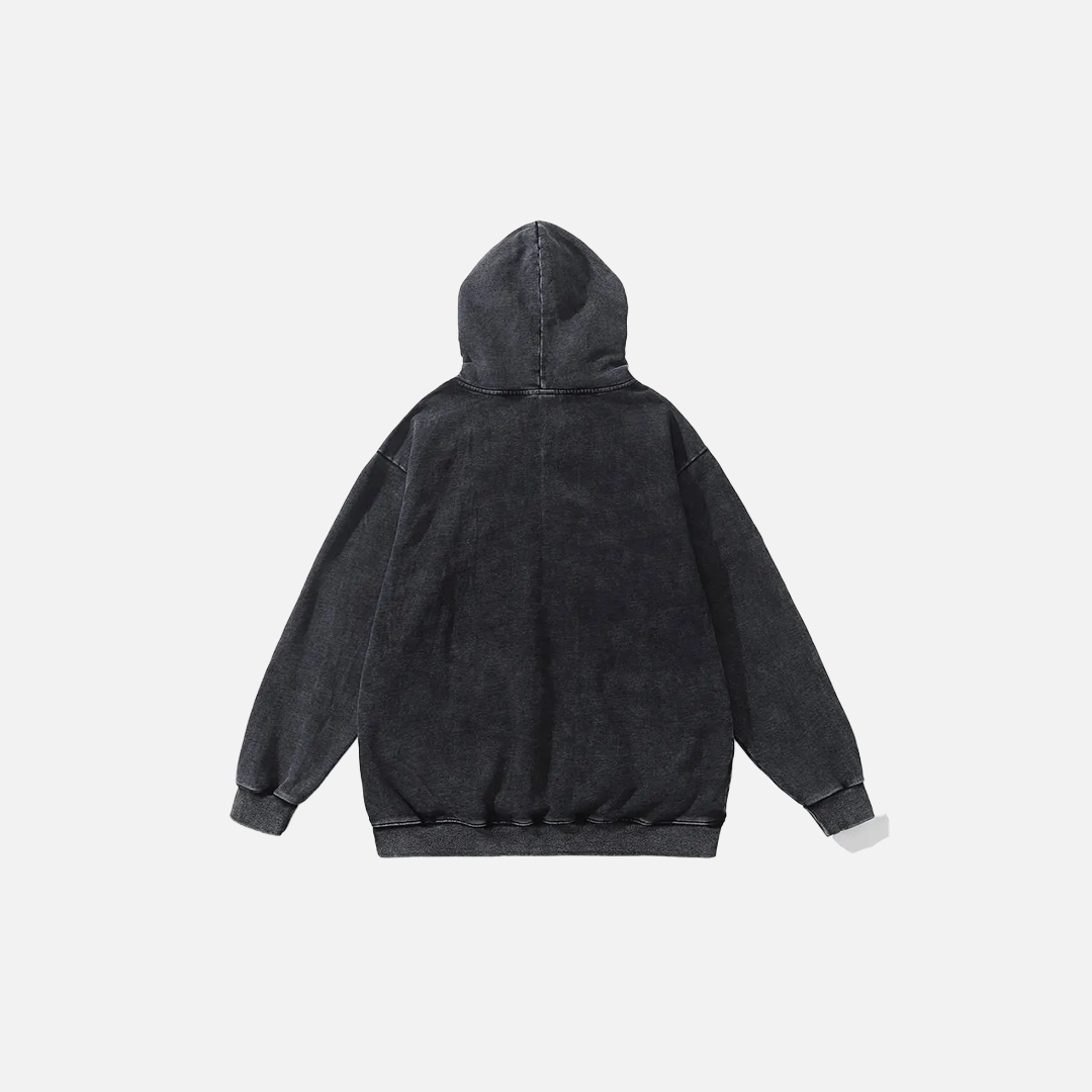 Oversize Grunge Skull Print Hoodie