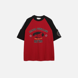 Strapazierfähiges Retro-Patchwork-Freizeit-T-Shirt aus Baumwolle