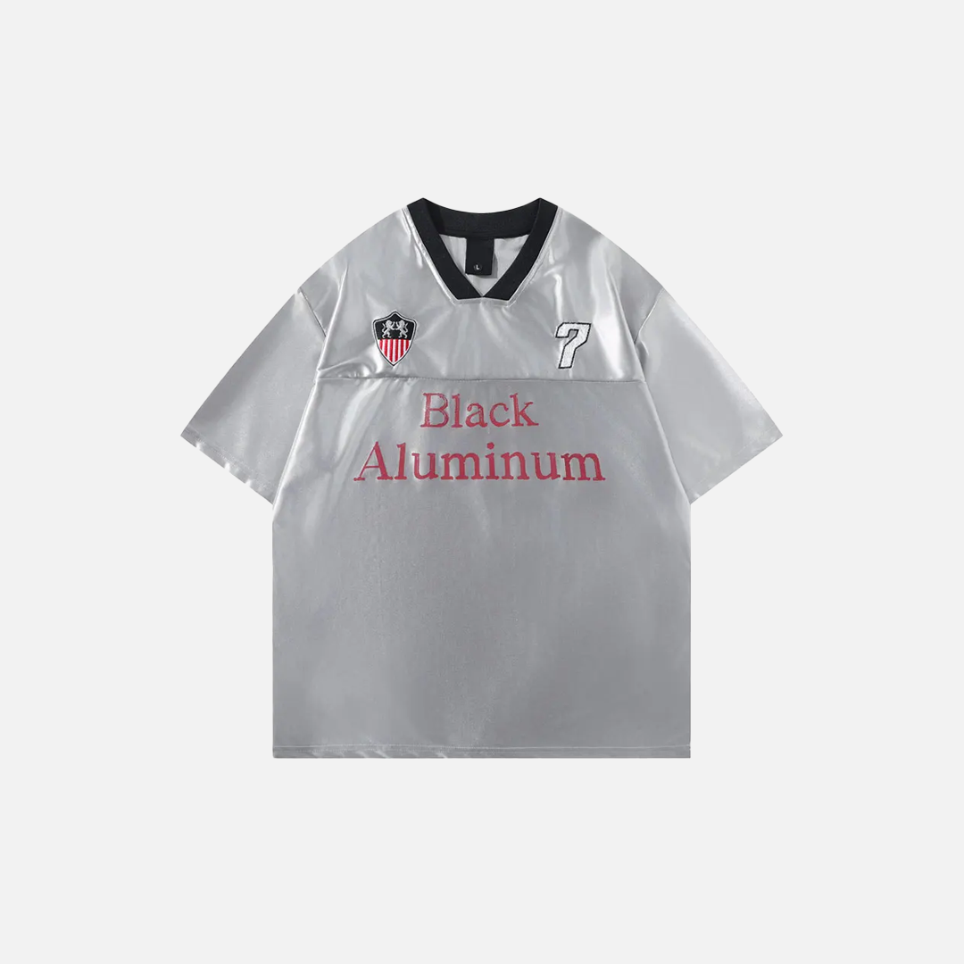 Embroidered Vintage V-Neck Racing Polyester T-Shirt