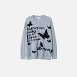 Pull décontracté en maille douce et duveteuse à motif papillon pour femme