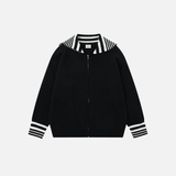 Pull décontracté ample à rayures nautiques et fermeture éclair
