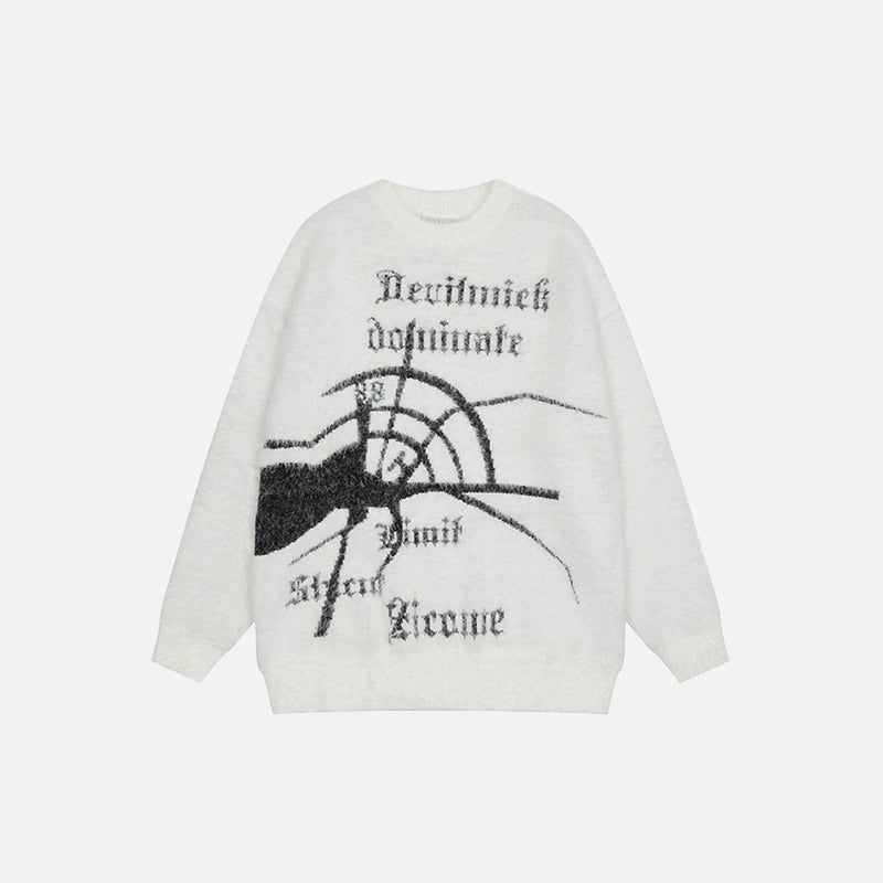 Strickpullover mit Spinnenmotiv
