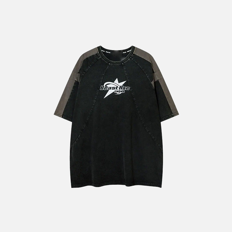 Y2K Retro Patchwork Sports T-shirt