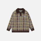 Pull polo décontracté à carreaux oversize flatteur