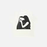 グラフィック キッシング柄 美的ホワイト Tシャツ
