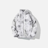 Parka d'hiver à imprimé tie-dye et fausse fourrure