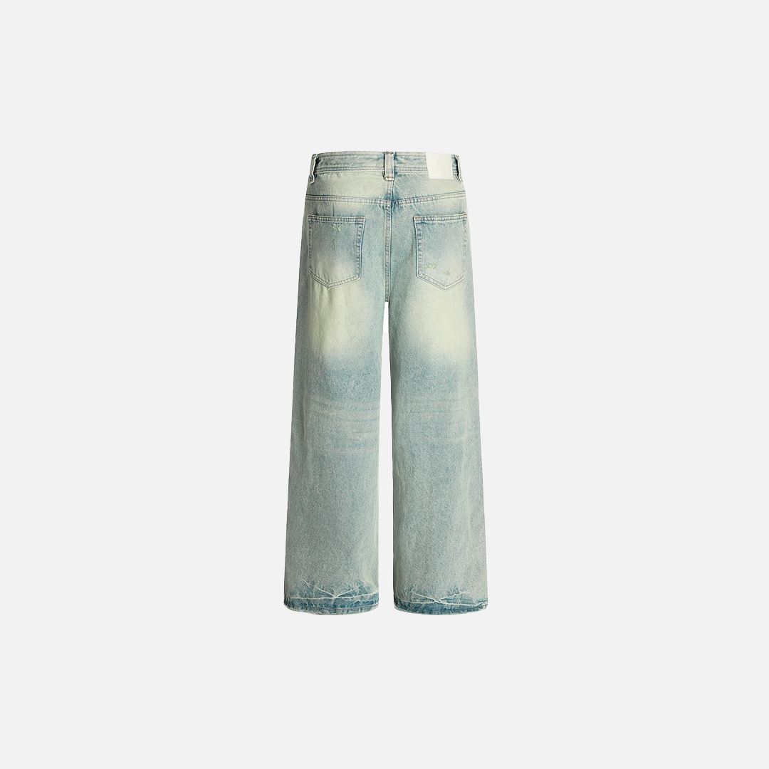 Atmungsaktive, zerrissene Jeans mit weitem Bein im Used-Look