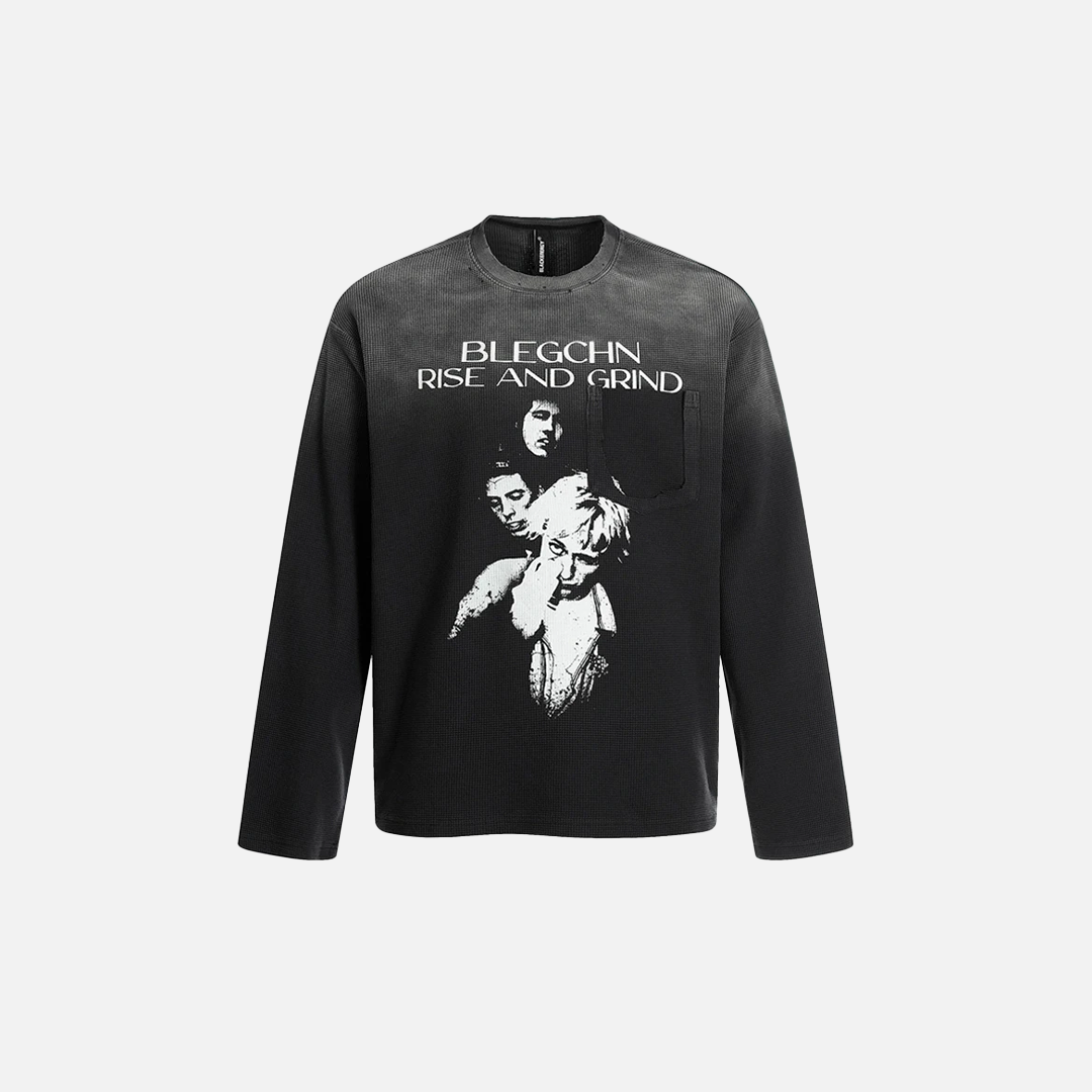 Unique Tie Dye Washed Distressed Long Sleeve T-Shirt