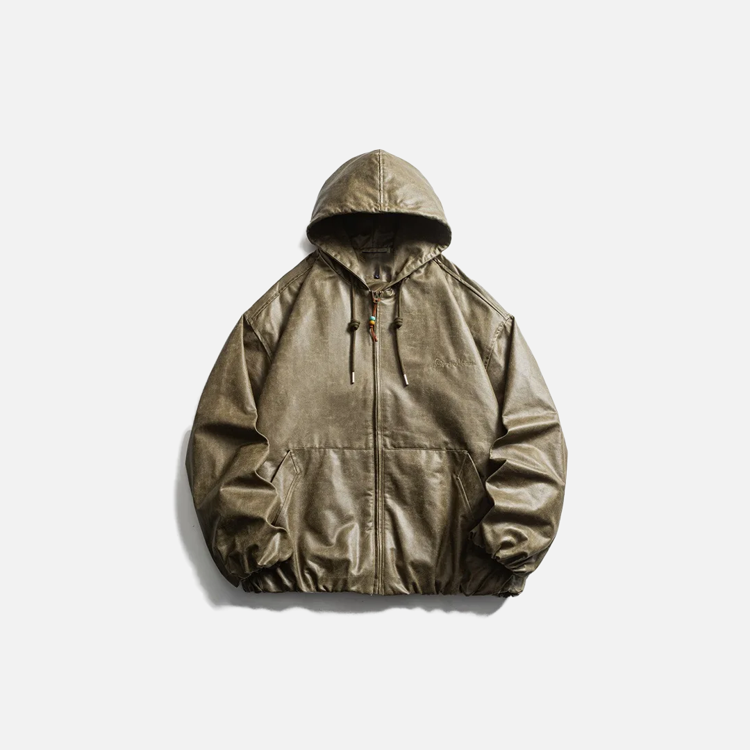 Veste en cuir PU ample et décontractée de style streetwear