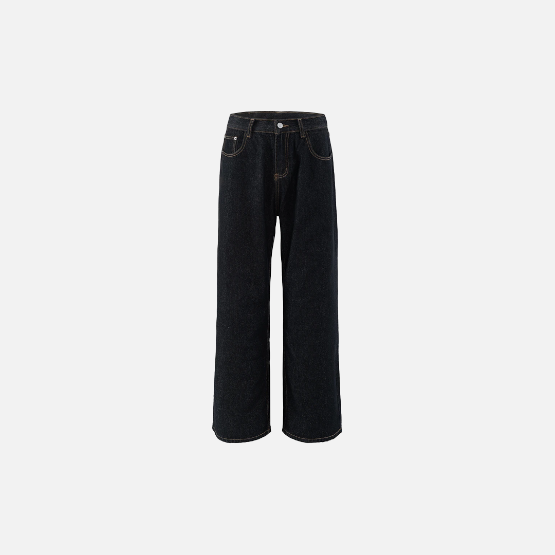 Strapazierfähige Y2K-Jeans aus gewaschenem Raw Denim mit weitem Bein