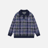 Pull polo décontracté à carreaux oversize flatteur