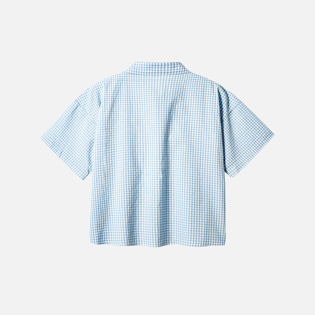 Chemise d'été à manches courtes et revers à carreaux de qualité supérieure