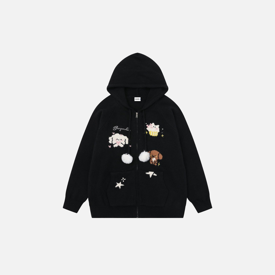 Y2K Cozy Cartoon Jacquard Knit Sweatshirt