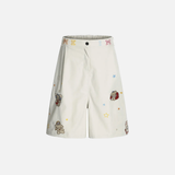 Lässige Shorts mit elastischem Bund und Cartoon-Stickerei.