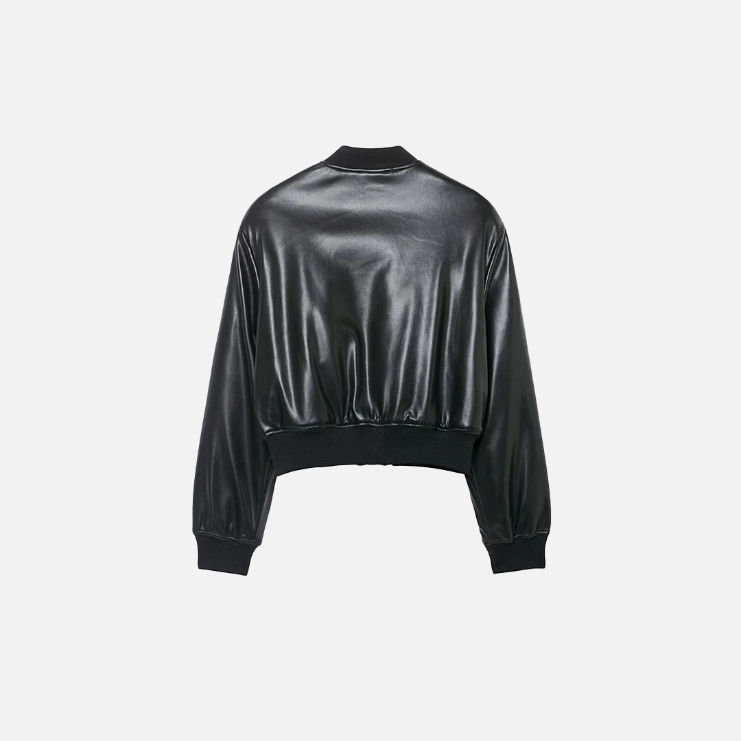 Signature Stylish Black PU Leather Zipper Jacket