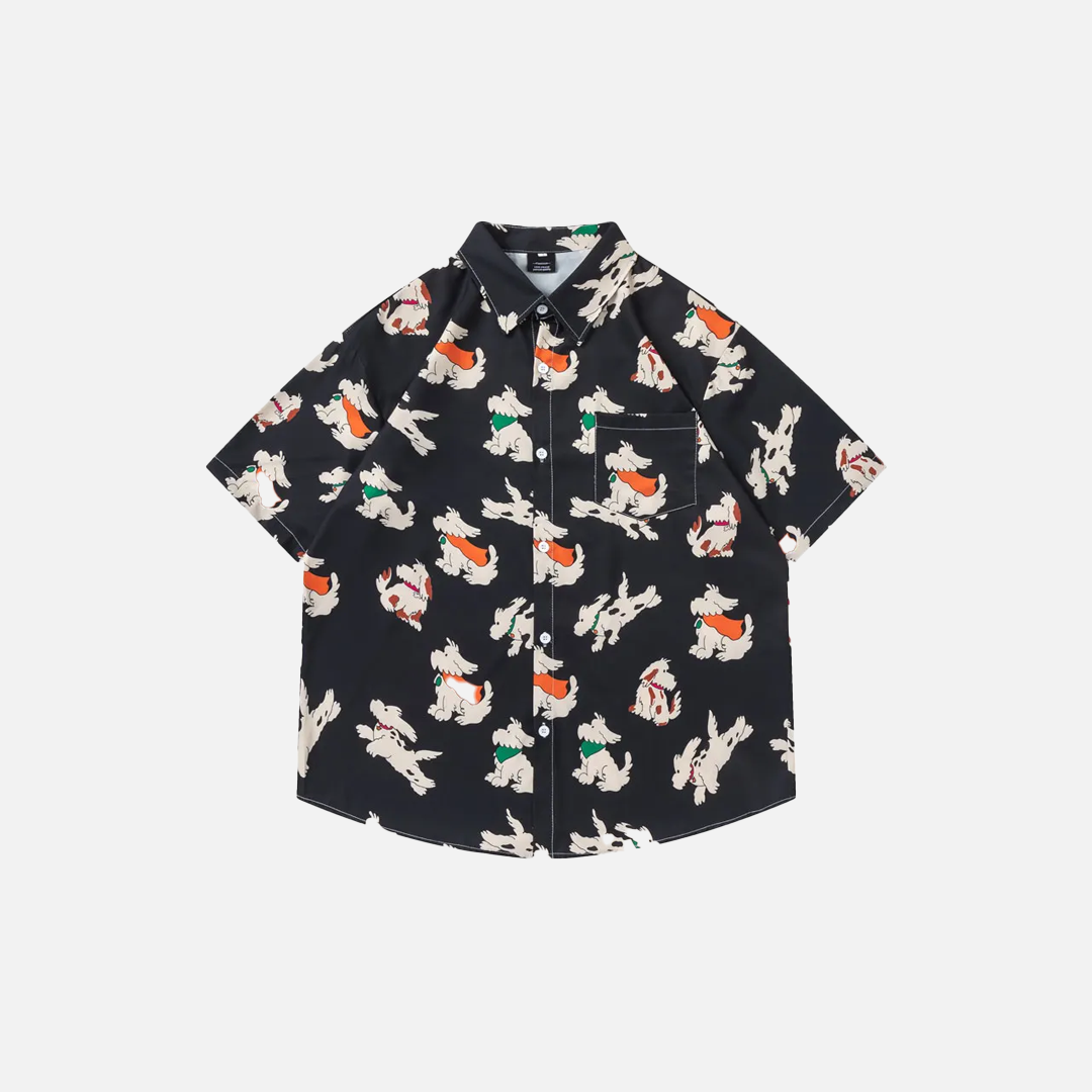 Streetwear-Shirt mit lebhaftem Cartoon-Hund-Motiv – ein süßes Strandshirt