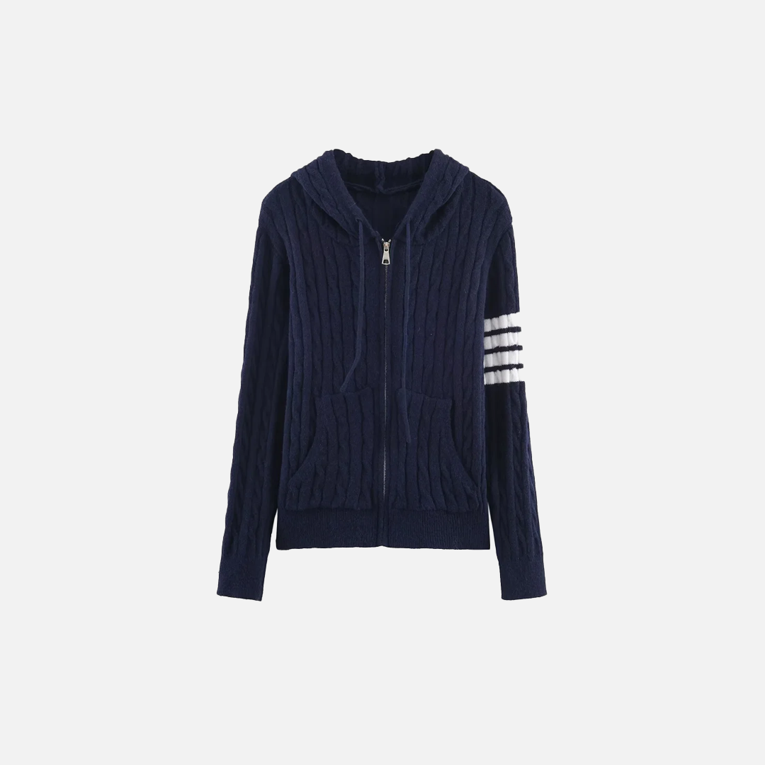 Effortless Slim Fit Zipper Hooded Cardigan