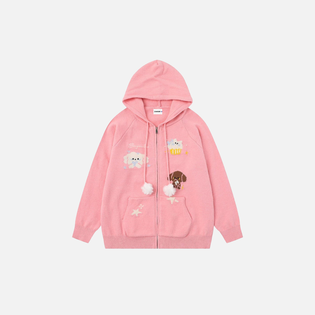 Y2K Cozy Cartoon Jacquard Knit Sweatshirt