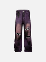 Vintage Streetwear Distressed Tie Dye Denim Jeans
