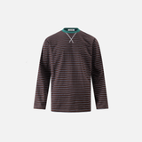 Gestreiftes Oversize-Langarm-Freizeit-T-Shirt
