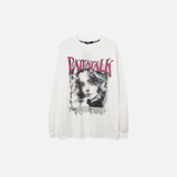 ゴシックダークスタイルポートレートグラフィック長袖Tシャツ