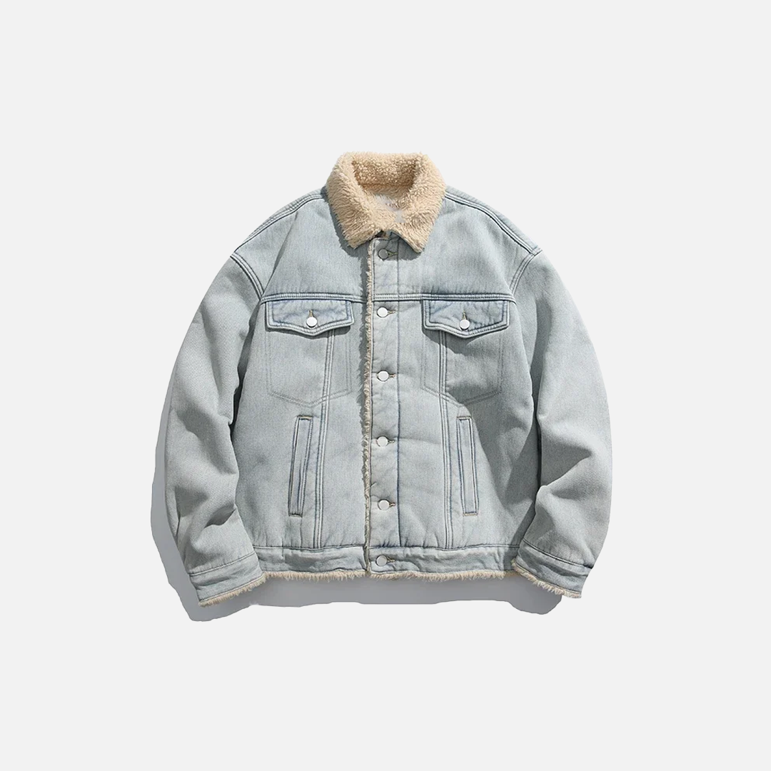 Winter Cozy Denim Faux Fur Denim Jacket