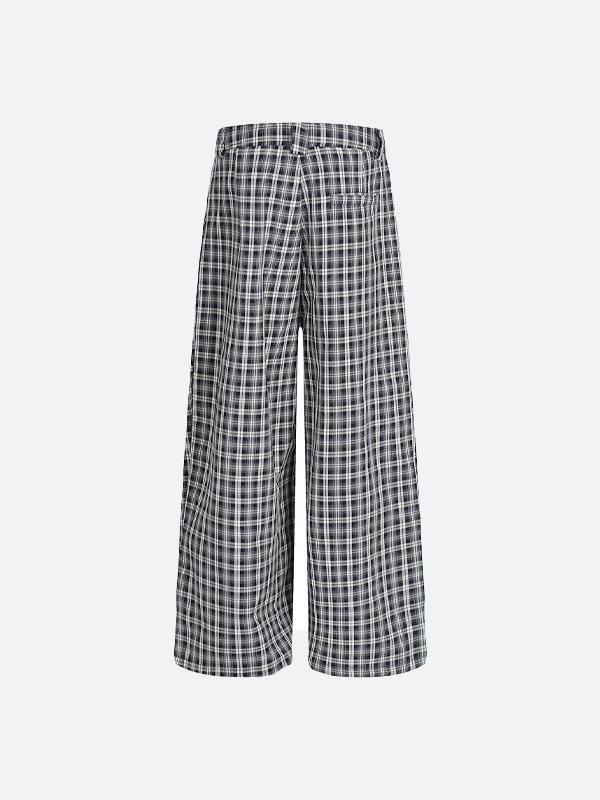 Retro Relaxed Plaid Casual Wide Leg Jogger