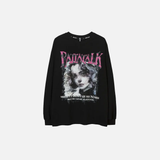 ゴシックダークスタイルポートレートグラフィック長袖Tシャツ