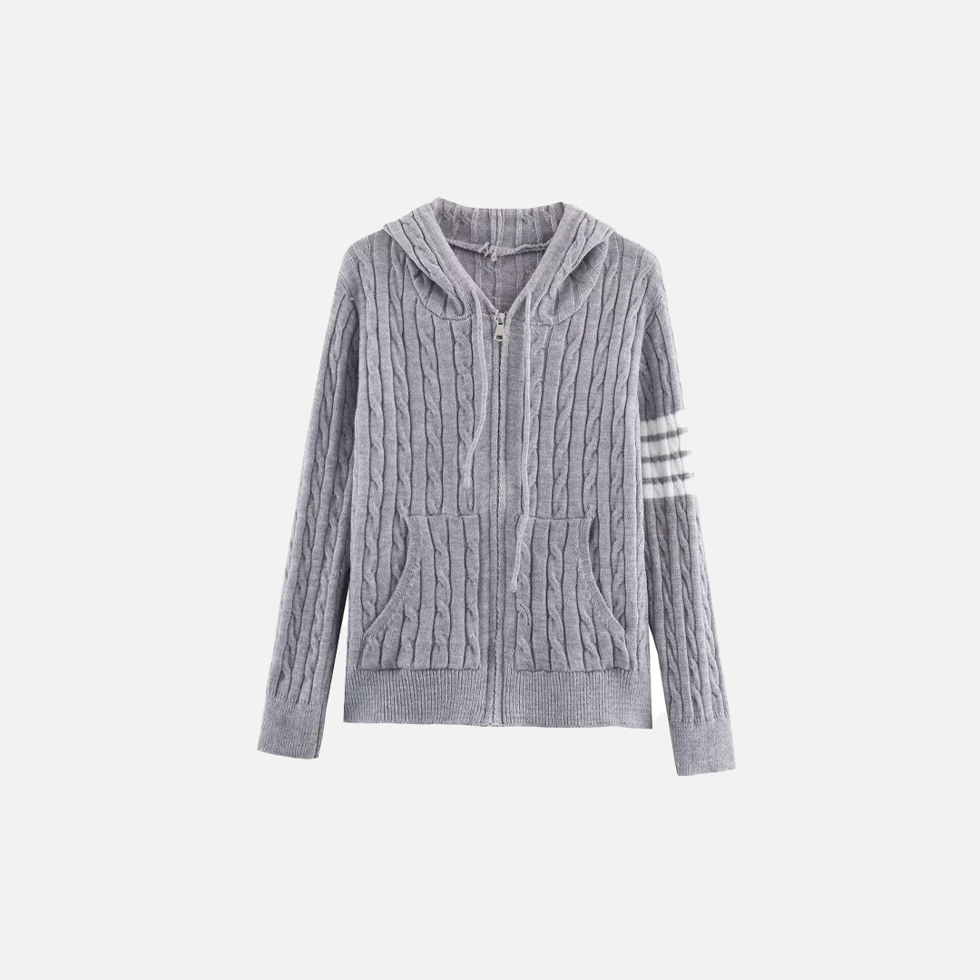 Effortless Slim Fit Zipper Hooded Cardigan