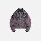 Gothic Stylish Graffiti Distressed Denim Jacket