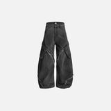 Hochwertige Streetwear Retro Distressed Wide Leg Jeans
