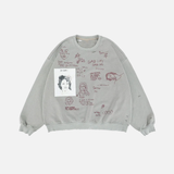 Tactical Oversized Graffiti Printed Sweatshirt