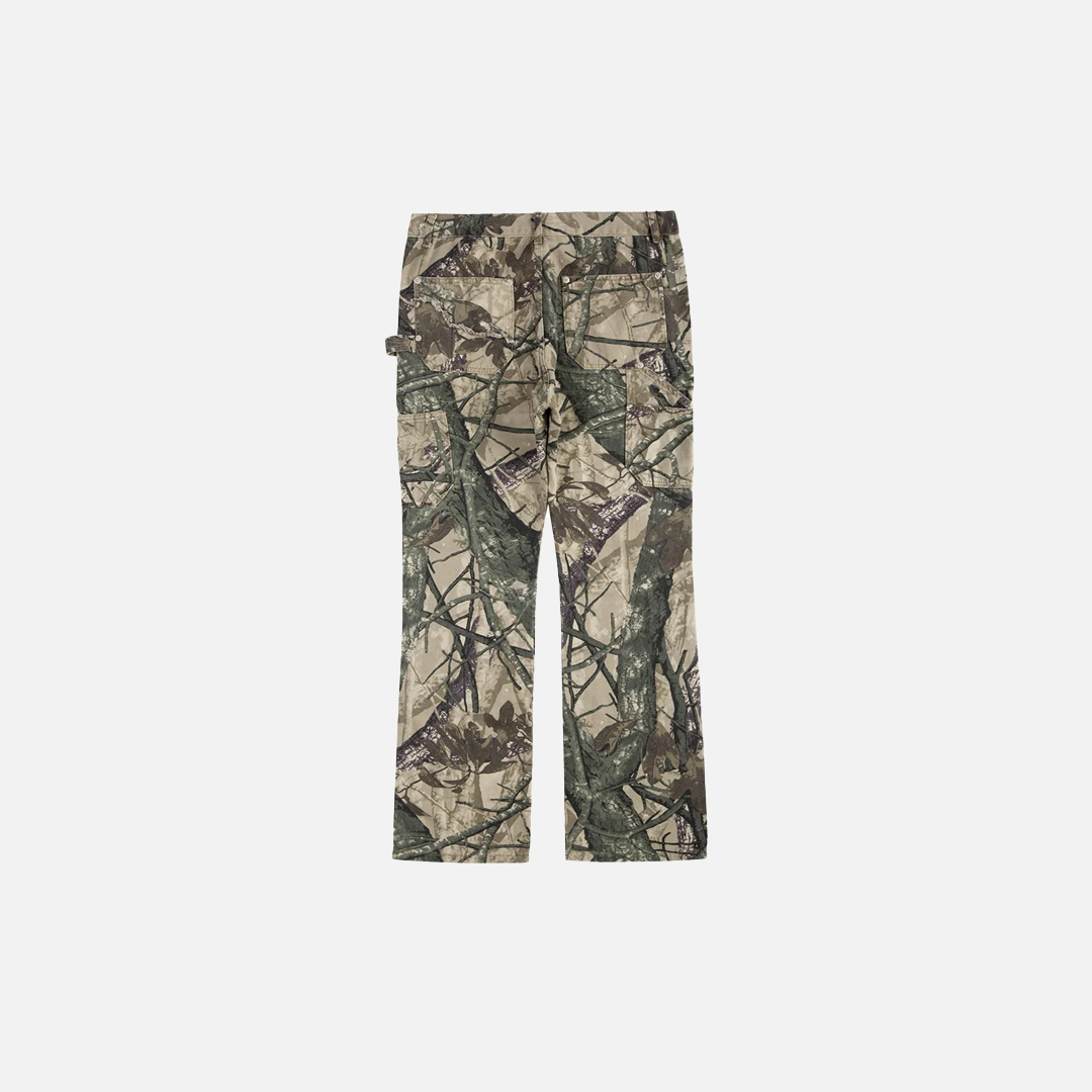 Camouflage Print Multi-Pocket Flared Carpenter Pants