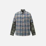 Streetwear-Langarmhemd mit Camouflage-Patchwork-Design und Knöpfen