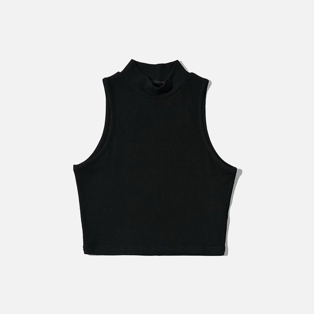 Ärmelloses Crop-Top mit hohem Kragen