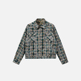 Loose Plaid Tie-Dye Jacket
