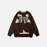 Aufgeribbelter, lockerer Pullover mit Buchstabenmuster